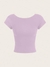SHEIN MOD Camiseta feminina de verão, ajustada, com ombros à mostra, de manga curta, decote nas costas, em design minimalista e casual, em tecido liso - online store