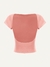 SHEIN MOD Camiseta feminina de verão, ajustada, com ombros à mostra, de manga curta, decote nas costas, em design minimalista e casual, em tecido liso