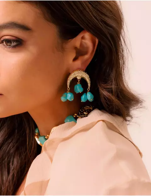 Brinco pedras turquesa - comprar online