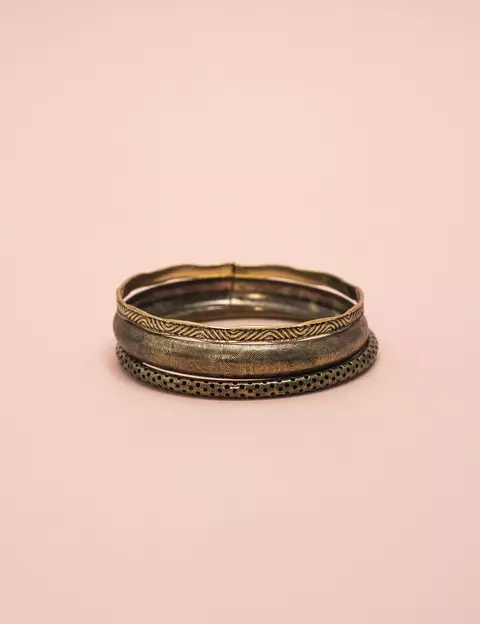 Trio de pulseiras banho envelhecido