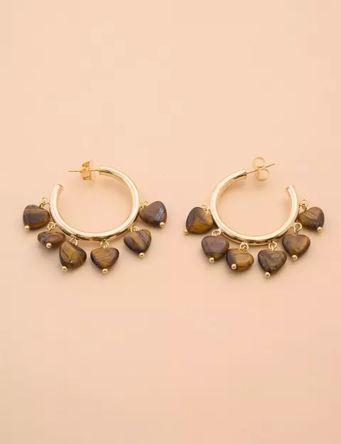 Argola corações olho de tigre