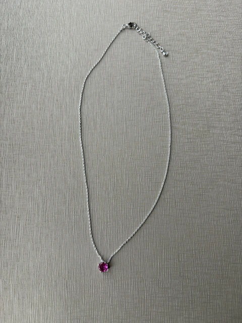 Colar Ródio com Pingente Rosa