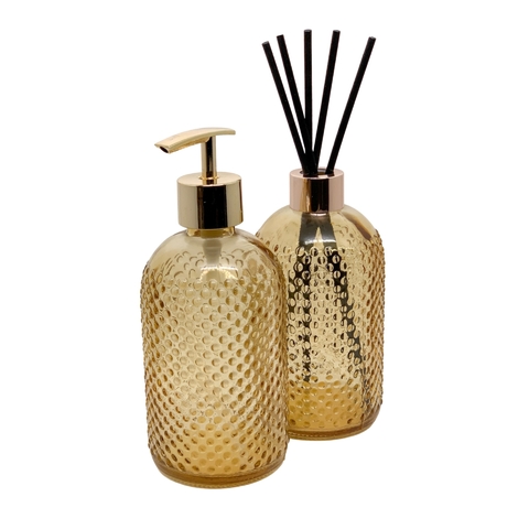 Kit Difusor e Porta Sabonete ou Alcool em gel em Vidro trabalhado - Noble House