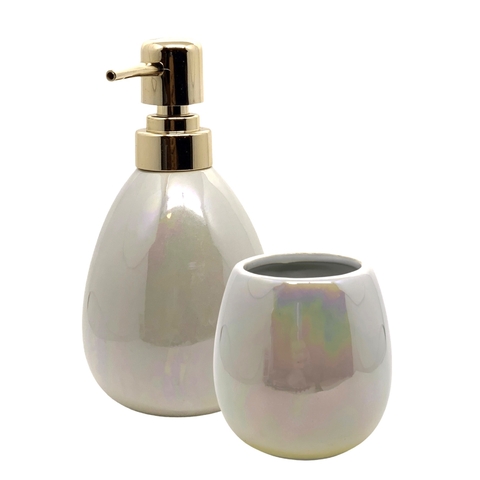 Kit Banheiro com Porta Sabonete Líquido e Copo (opção vaso) - Amadeirado