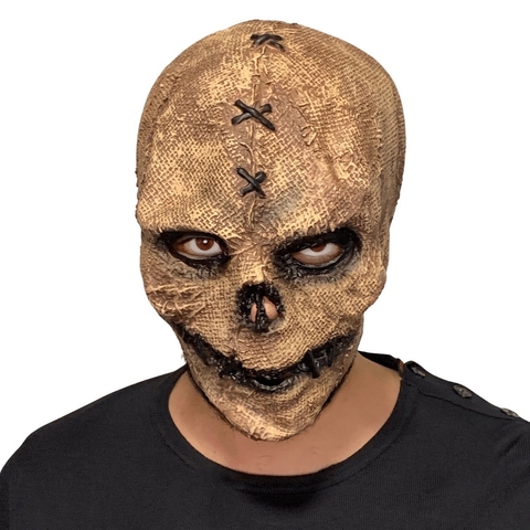 Máscara Realista Caveira Crânio Costurado | Dr. Jonathan Crane ( Scarecrow - Espantalho do Batman ) Esqueleto Terror de Látex ( 2025 )