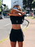 Conjunto Fitness Preto - top torcido + short duplo com bolso - loja online