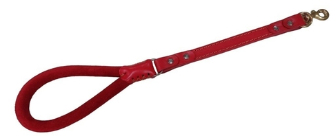 Guia de Couro Duplo com Cabo Encapado Mosquetão Latão - Ref. 82