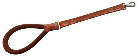 Guia de Couro Duplo com Cabo Encapado Mosquetão Osso - Ref. 83