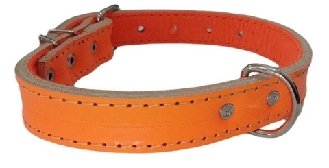 Coleira em Couro Duplo com 1/2 Argola - Ref. 63