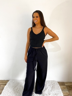 CALÇA PANTALONA DE MOLETINHO - PRETA - comprar online