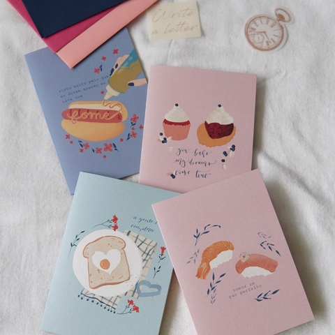 Kit de 4 Cartões ‘Comidinhas’