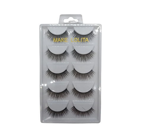 Cartela Cílios Postiços com 5 pares 5D Make Lolita