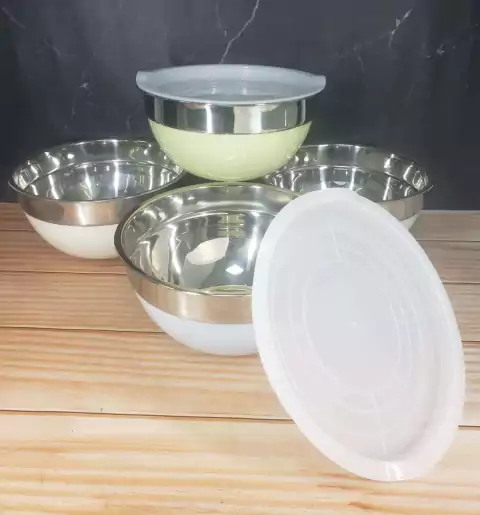 Bowl color acero c/tapa