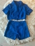 CONJUNTO SASTRERO TALLE UNICO COLOR AZUL - CRUDO Y NEGRO. APROX HASTA UN TALLE 40