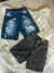 BERMUDA DE JEAN AZUL CON DETALLES - BERMUDA DE JEAN GRIS CARGO - TALLE 36 Y 40