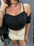 POLLERA BEIGE CON TACHAS IMPORTADA - TALLE 36- CORSET NEGRO CON MANGUITAS - TALLE UNICO - comprar online