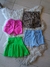 TALLE 14 - SHORT POLLERA STRAS - SHORT POLLERA PRINT - SHORT METALIZADO ROSADO - POLLERA TABLEADA VERDE