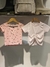 TALLE 10 - REMERA TOP FLORES ROSADA Y PUNTILLA - REMERA ROSADA ALGODON BATICK NUDITO