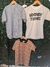 TALLE 14- CAMISA LINO GRIS RAYAS BLANCAS CUELLO MAO - REMERA ALGODON GRIS LOONES TUNES- REMERA CUELLO MARRON RAYAS NEGRAS