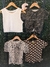 TALLE 14 - MUSCULOSA BLANCA A LUNARES HILO PLATEADO Y DORADO- REMERA A LUNARES MARRON Y BEIG- REMERA MORLEY PRINT - REMERA NUDO BATICK GRIS