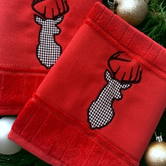 Kit Toalha Natal Cervo Pied Poule