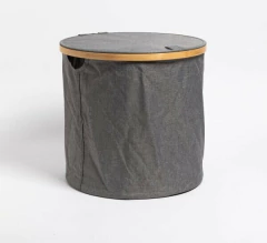 CESTO REDONDO CON TAPA GRIS BAMBOO