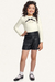 Conjunto Menina Meia-Estação Blusa Manga Longa em Cotton e Shorts em PU Fakini