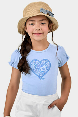 Blusa Menina Juvenil em Cotton com Estampa em Relevo Coração - Glinny
