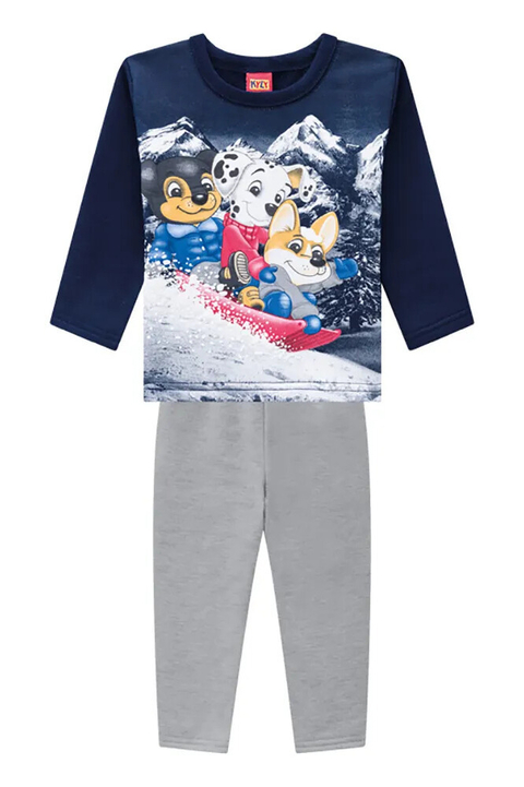 Conjunto Menino em Moletom Felpado Estampado Patrulha Canina - Kyly
