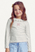 Blusa Manga Longa Menina em Ribana Linho com Aplicação de Strass Fakini