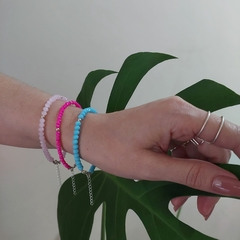 Pulseira Cristal Rosa -  Luz Lua Joias | Loja Oficial