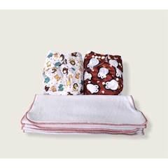 kit 2 fraldas de pano modernas + 4 absorventes de 6 camadas + 1 sacola impermeável tamanho 30x40cm - comprar online