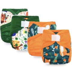 Kit de 4 capas de fraldas ecológicas modernas tamanho recém nascido + 4 absorventes de bambu cotton - Loja Cantinho da Dani
