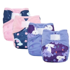 Kit de 4 capas de fraldas ecológicas modernas tamanho recém nascido + 4 absorventes de bambu cotton - Loja Cantinho da Dani