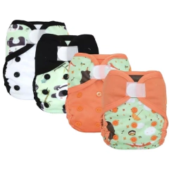 Kit de 4 capas de fraldas ecológicas modernas tamanho recém nascido + 4 absorventes de bambu cotton - comprar online