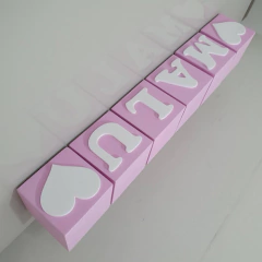 7 Dados Cubos De Mdf (8cmx8cm) Com Nome Do Bebê Newborn - loja online