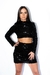 blusa cropped paetê manga longa preto