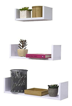 Estantería Flotante De Madera Color Blanco/3 Unidades. - comprar online
