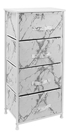 Cómoda De Metal Blanco Con 4 Canastos De Tela Color Gris.