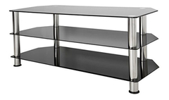 Mueble Para Tv De Metal Y Vidrio Templado Color Negro.