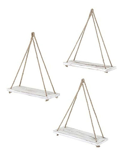 Estanteria Colgante De Madera Blanco De 17.2 in/3 Unidades. - Danielle's Store