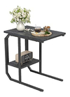 Mesa Auxiliar De Madera Y Metal Color Negro/2 Niveles.
