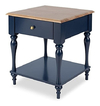 Mesa De Noche De Madera Azul Marino-marrón, 2 Niveles