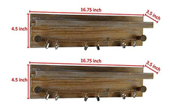 Estantería Flotante Con Ganchos De Metal Y Madera Gris.