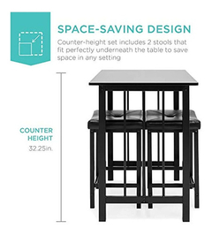 Juego De Comedor 3 Piezas De Metal,mdf Y Cuero Color Negro. - comprar online