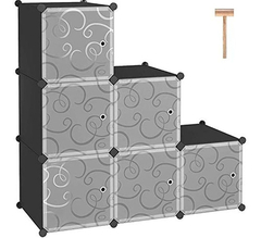 Estantería De Cubos Con Puertas De Plástico Color Negro.