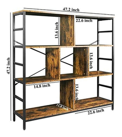 Estantería De Madera Y Metal Color Marrón Y Negro/3 Niveles. en internet