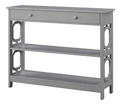 Mesa Laterales Con 1 Cajón, 3 Niveles De Madera, Color Gris