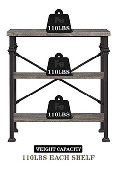 Estantería De Madera Y Metal Color Gris Y Negro/3 Niveles. en internet