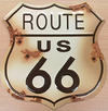 Ruta 66 Signo De Hojalata De Aspecto Angustiado
